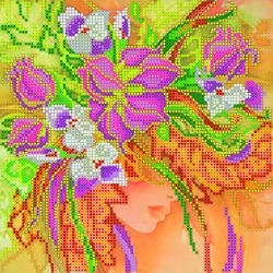 Схема для вышивания бисером АБРИС АРТ "Девушка Осень"